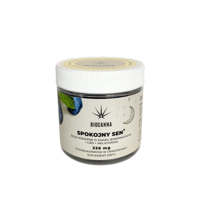 Żelki konopne CBD Biocanna o smaku borówkowym + melatonina 70 g