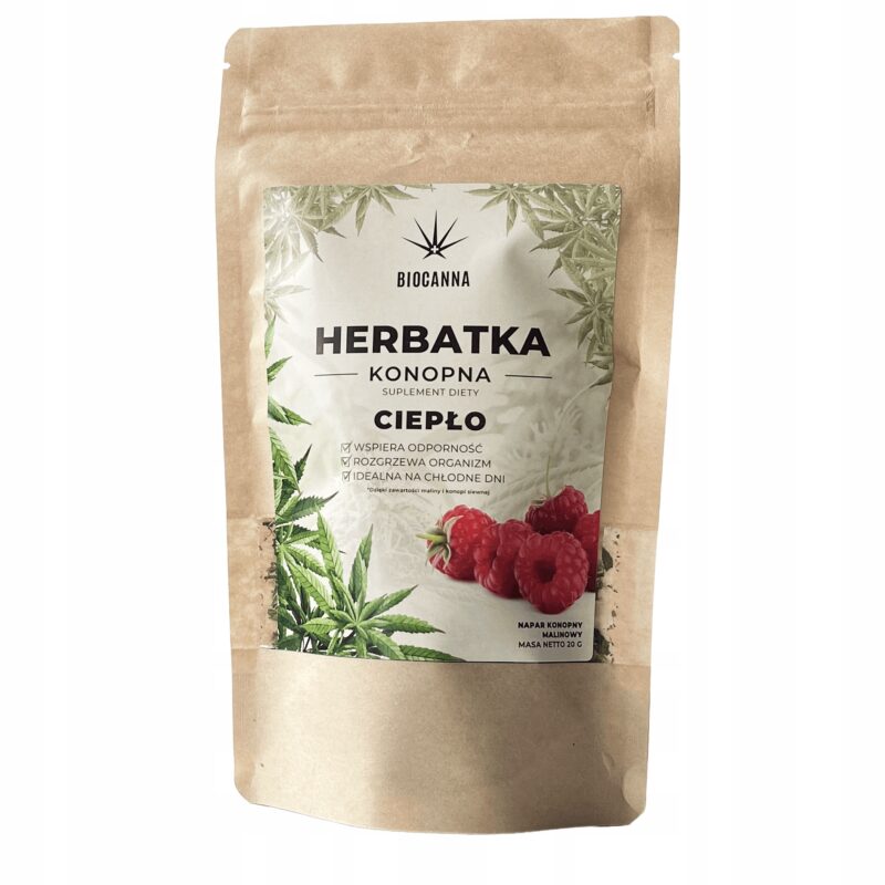 BIOCANNA Herbata Konopna CIEPŁO – Malina, 20g, CBD